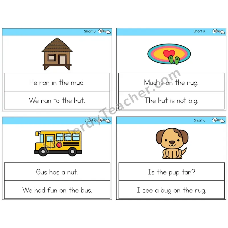 Short U Circle the Sentence Task Cards — Decodable Sentences