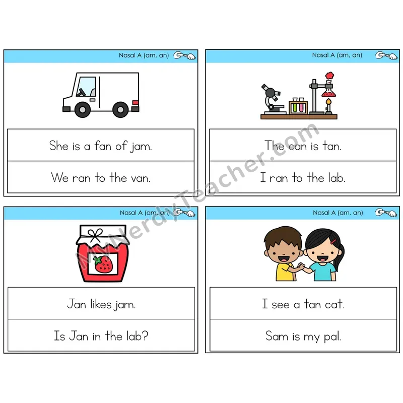 Nasalized A (am, an) Circle the Sentence Task Cards — Decodable Sentences