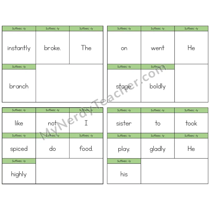 Suffix -ly Build the Sentence Task Cards — Decodable Sentences