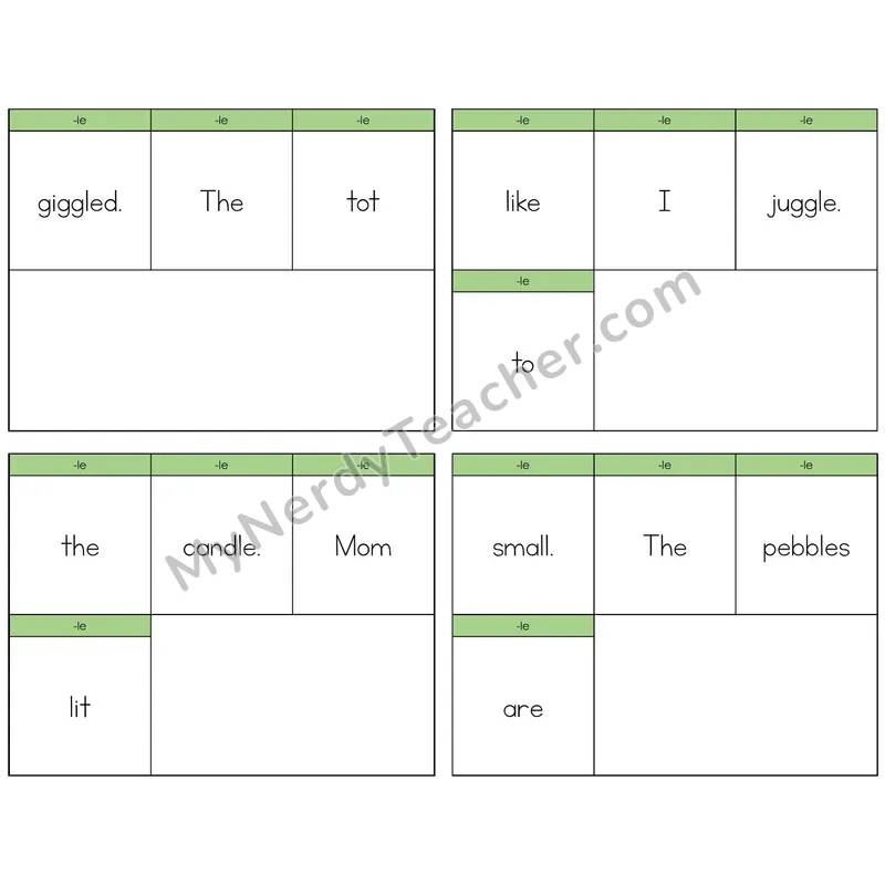 Consonant -le Build the Sentence Task Cards — Decodable Sentences