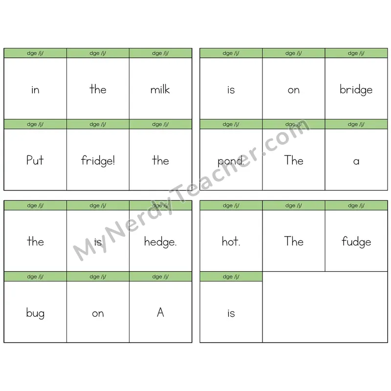 DGE Trigraph Build the Sentence Task Cards — Decodable Sentences