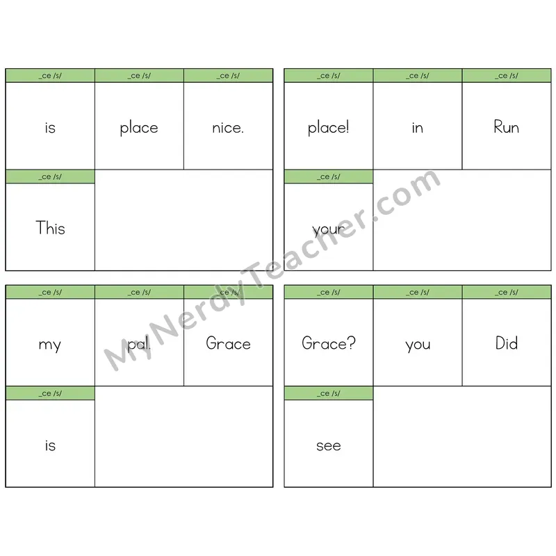 Soft C (_ce) Build the Sentence Task Cards — Decodable Sentences