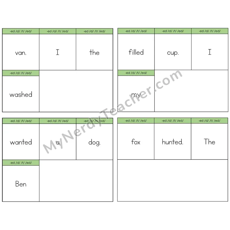 Suffix -ed Build the Sentence Task Cards — Decodable Sentences