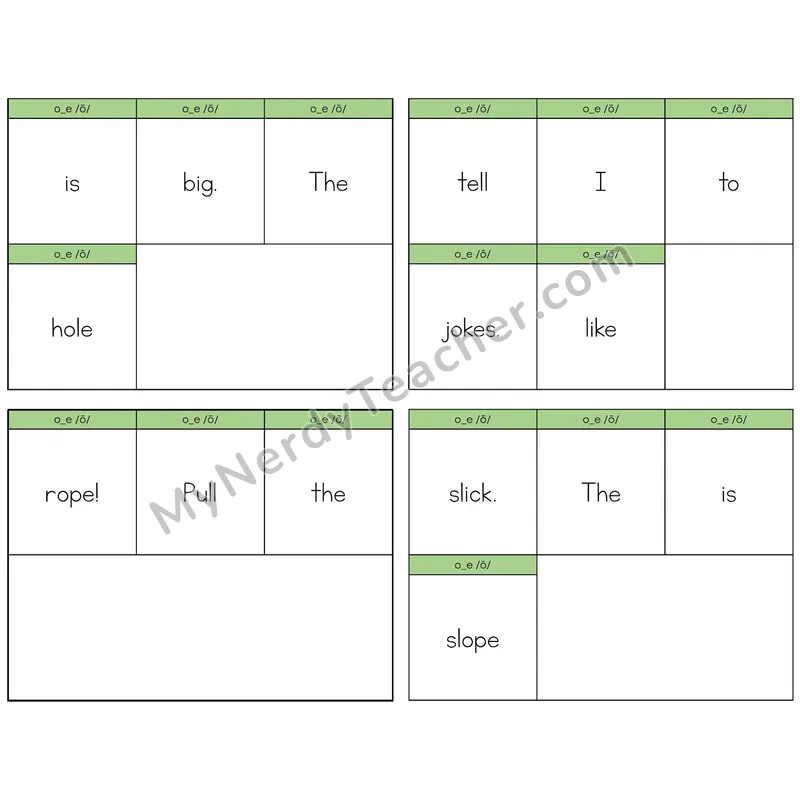 Long O VCe (o_e) Build the Sentence Task Cards — Decodable Sentences