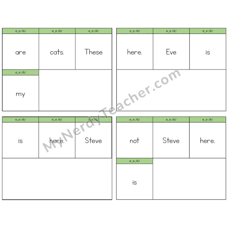 Long E VCe (e_e) Build the Sentence Task Cards — Decodable Sentences