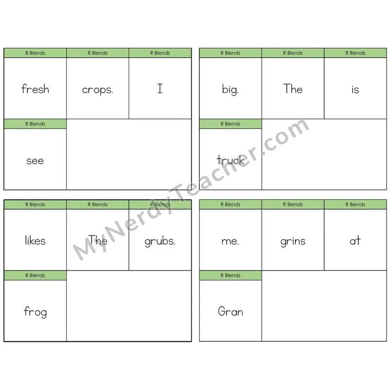 R Blends Build the Sentence Task Cards — Decodable Sentences