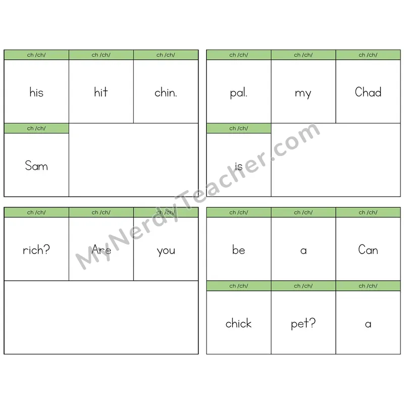 CH Digraph Build the Sentence Task Cards — Decodable Sentences