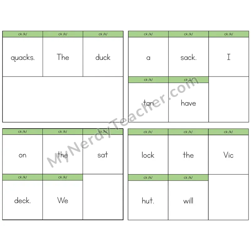 CK Digraph Build the Sentence Task Cards — Decodable Sentences