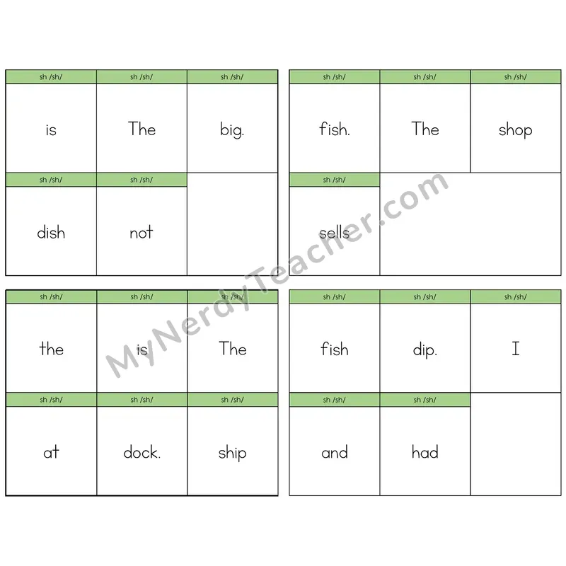 SH Digraph Build the Sentence Task Cards — Decodable Sentences