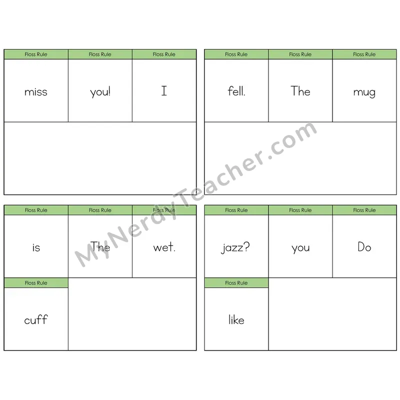 Floss Rule (ff, ll, ss, zz) Build the Sentence Task Cards — Decodable Sentences