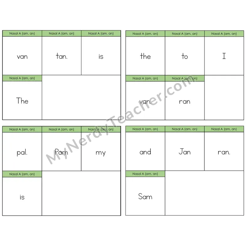 Nasalized A (am, an) Build the Sentence Task Cards — Decodable Sentences