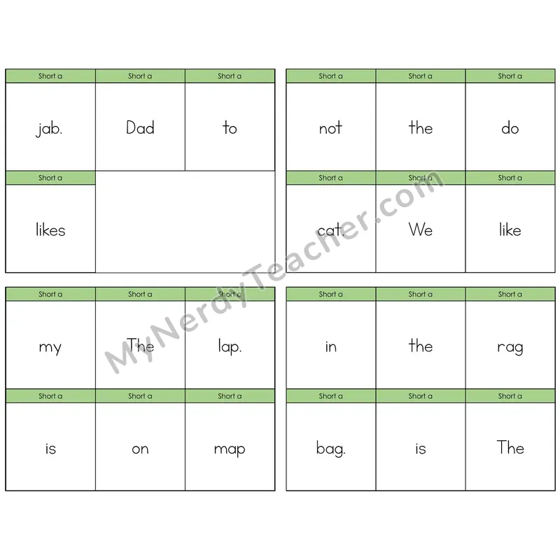 Short A Build the Sentence Task Cards — Decodable Sentences