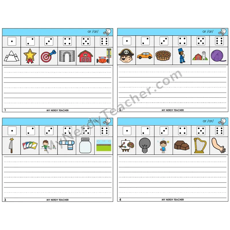 R-Controlled AR Roll Say and Write Task Cards — Decodable Sentences
