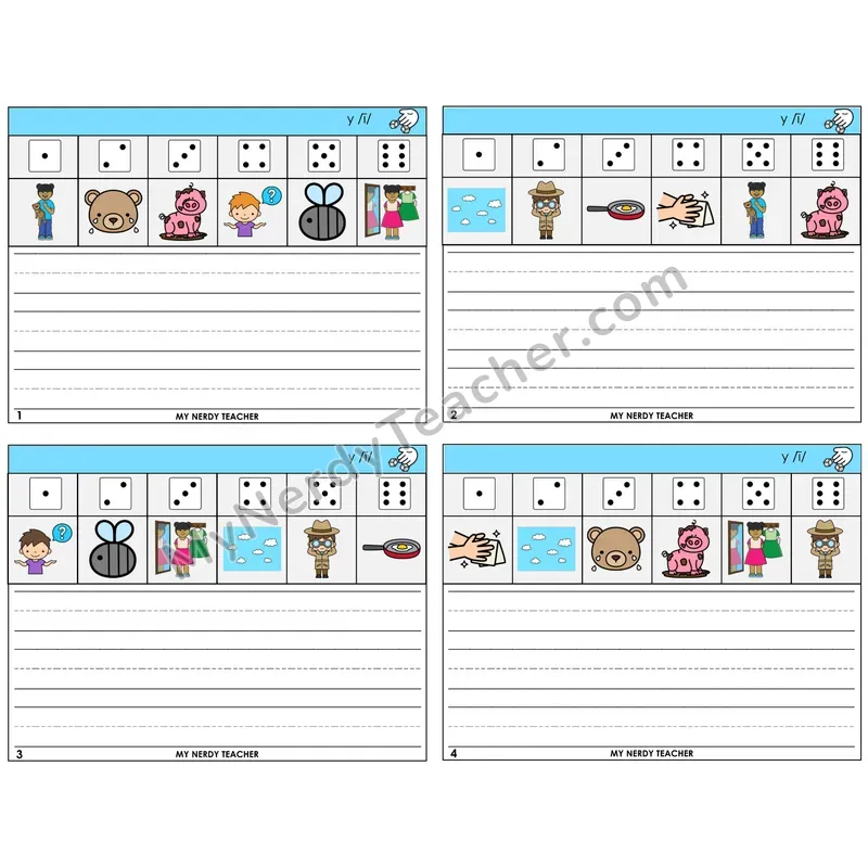 Y as Long I Roll Say and Write Task Cards — Decodable Sentences
