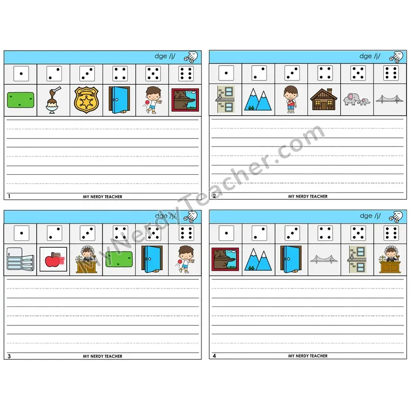 DGE Trigraph Roll Say and Write Task Cards — Decodable Sentences