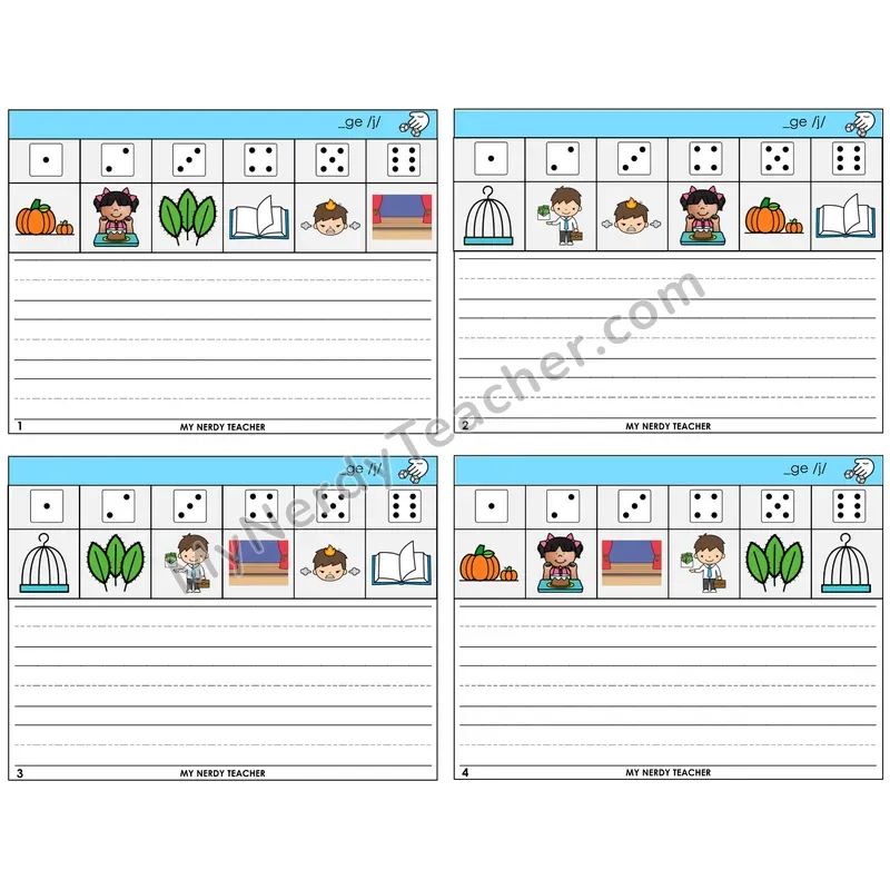 Soft G (_ge) Roll Say and Write Task Cards — Decodable Sentences