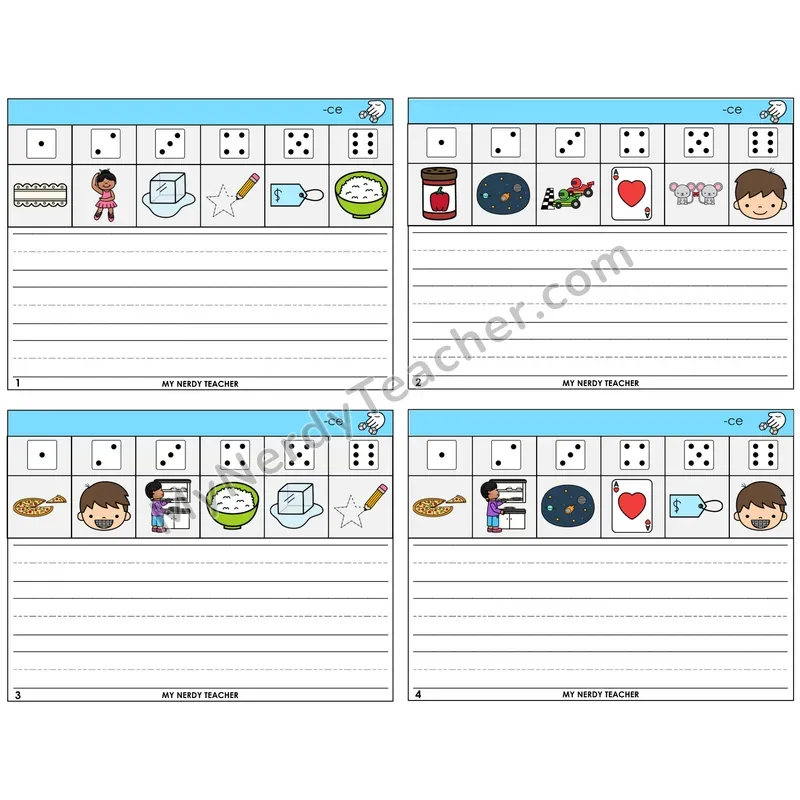 Soft C (_ce) Roll Say and Write Task Cards — Decodable Sentences