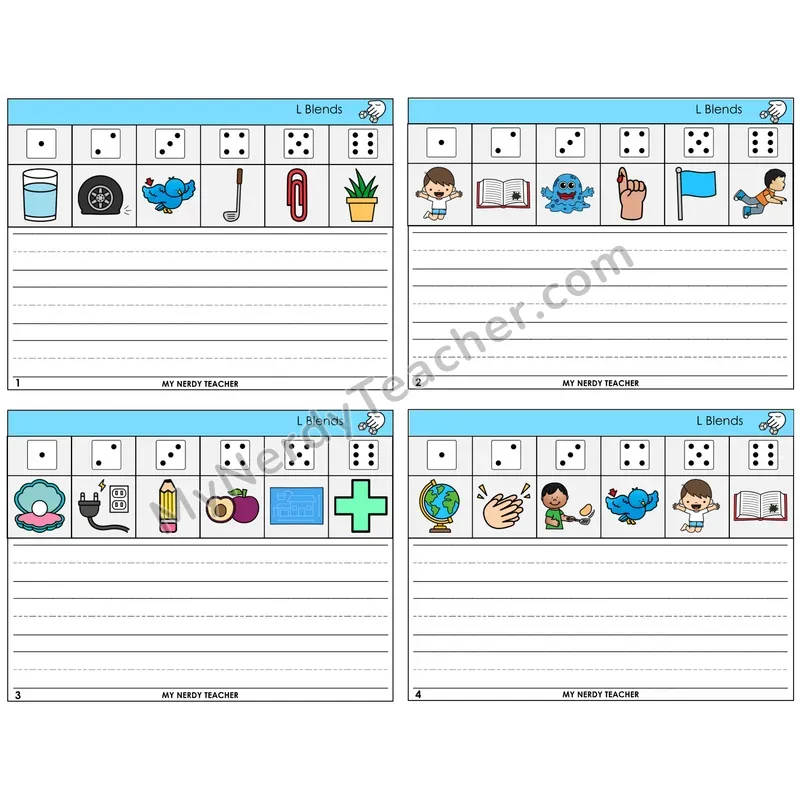 L Blends Roll Say and Write Task Cards — Decodable Sentences