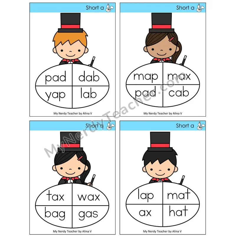 Short A Sentence Spinners Task Cards — Decodable Sentences