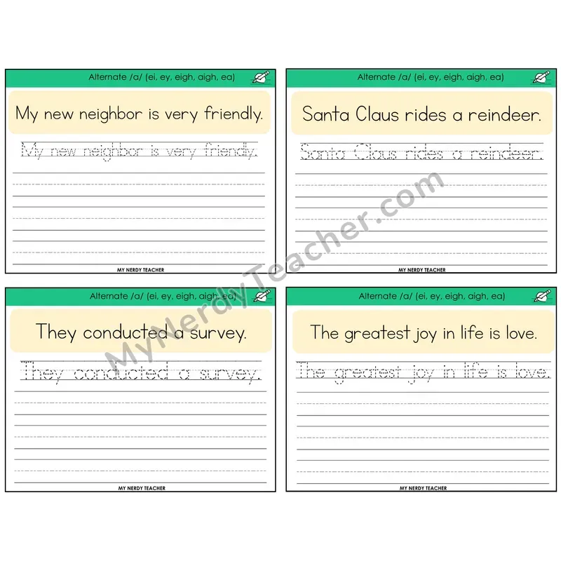 Alternate Long A Spellings Read It Trace It Write It Task Cards — Decodable Sentences