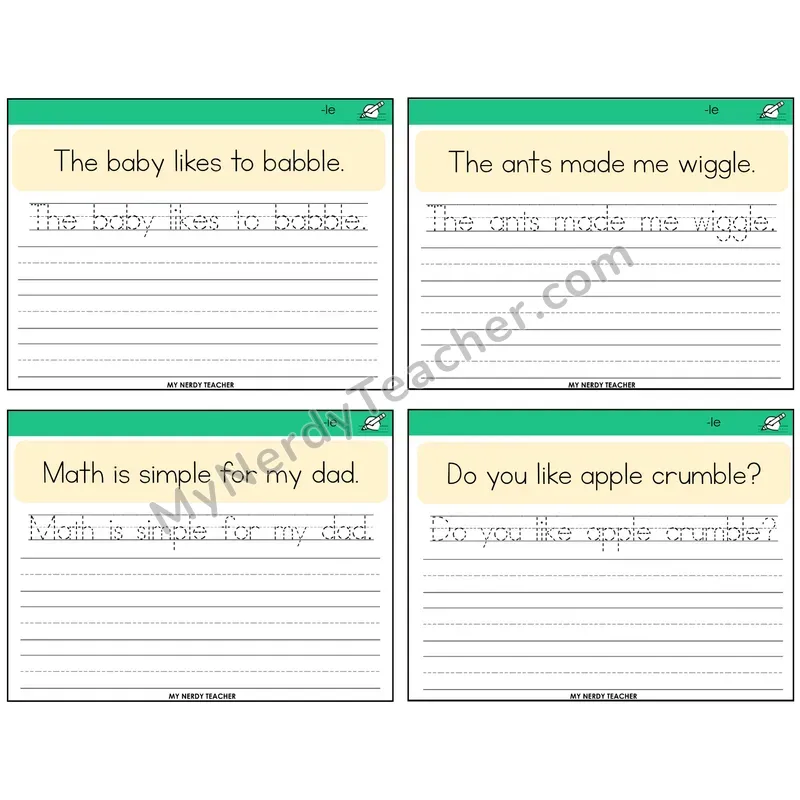 Consonant -le Read It Trace It Write It Task Cards — Decodable Sentences