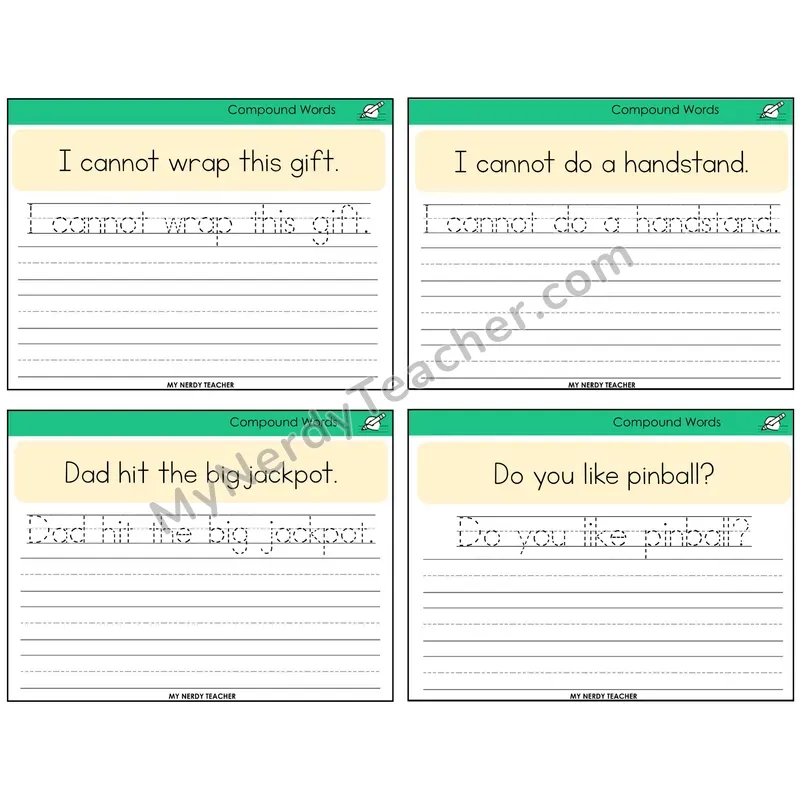 Compound Words Read It Trace It Write It Task Cards — Decodable Sentences
