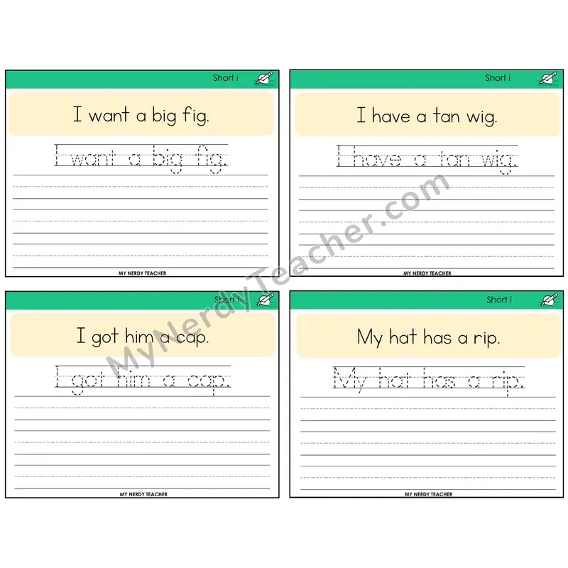 Short I Read It Trace It Write It Task Cards — Decodable Sentences