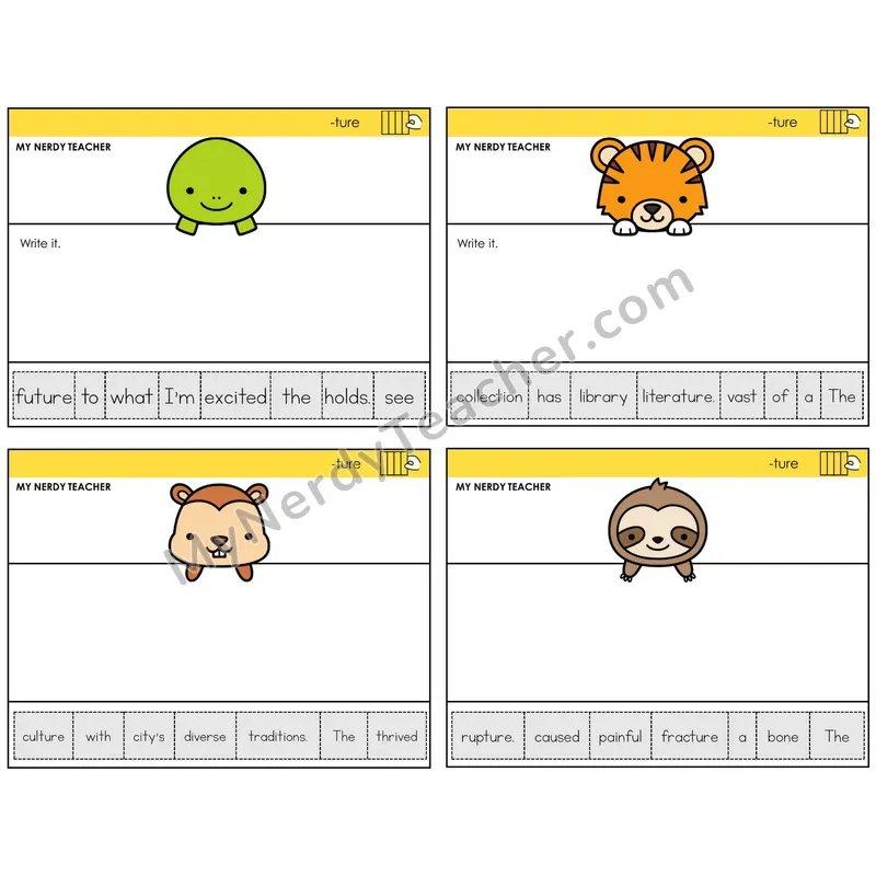 Suffix -ture Read It Build It Task Cards — Decodable Sentences