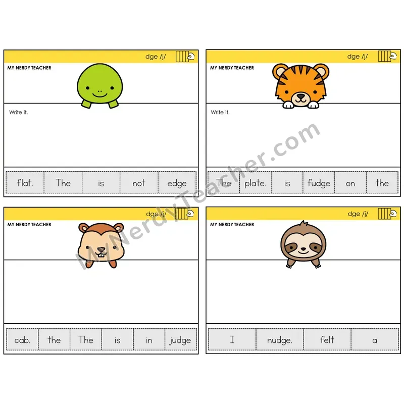 DGE Trigraph Read It Build It Task Cards — Decodable Sentences