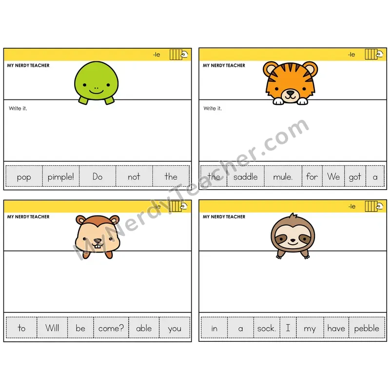Consonant -le Read It Build It Task Cards — Decodable Sentences