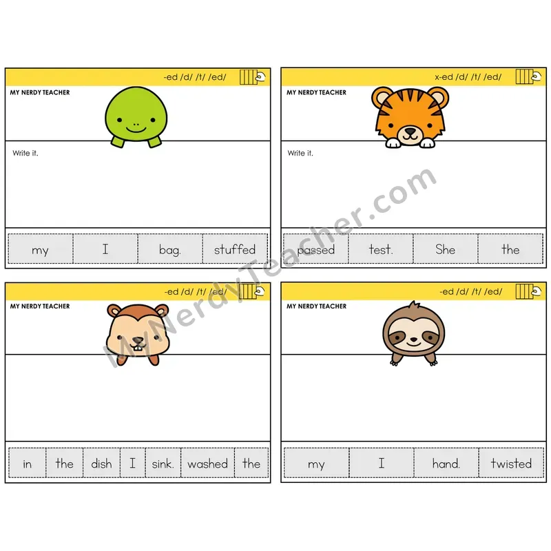 Suffix -ed Read It Build It Task Cards — Decodable Sentences
