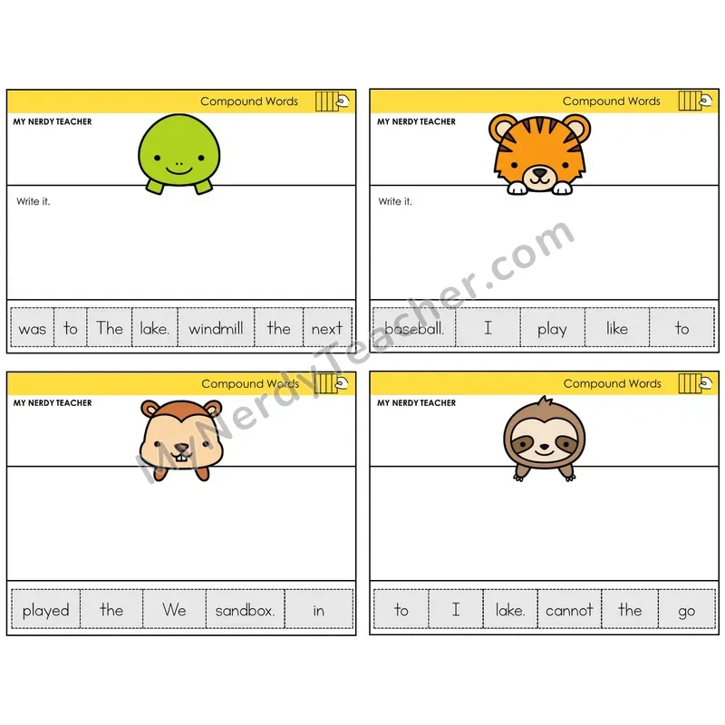 Compound Words Read It Build It Task Cards — Decodable Sentences