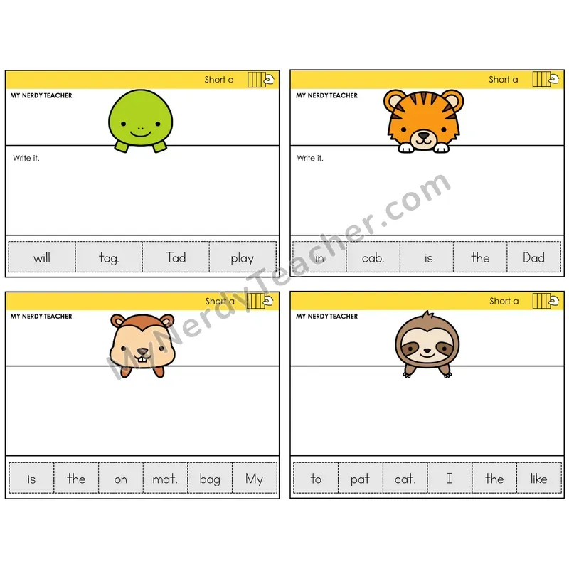 Short A Read It Build It Task Cards — Decodable Sentences