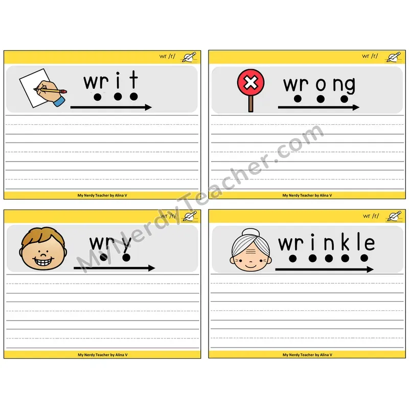 Silent Letters WR Sentence Writing Task Cards — Decodable Sentences