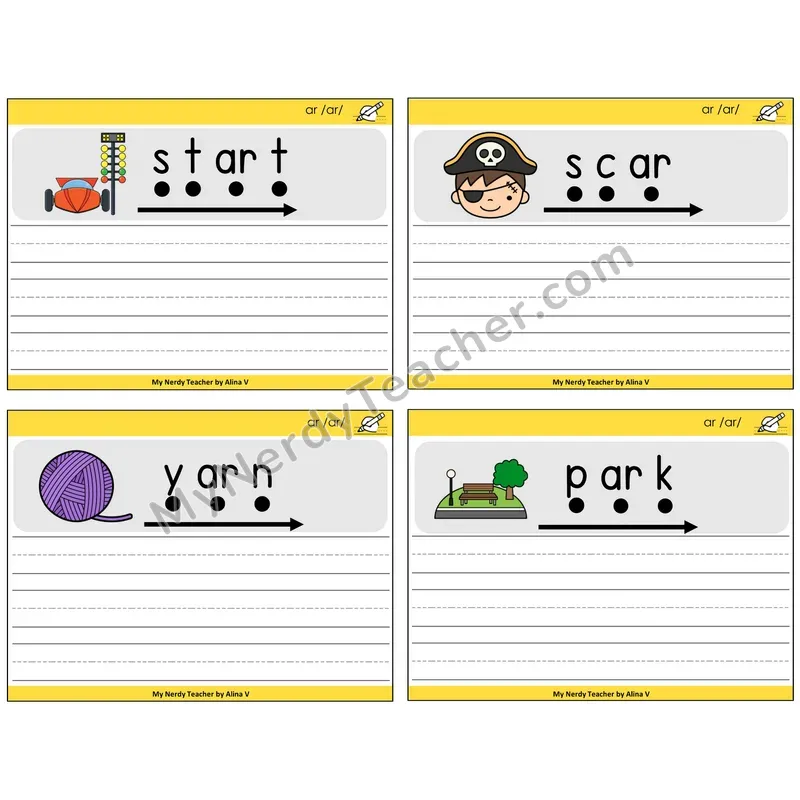 R-Controlled AR Sentence Writing Task Cards — Decodable Sentences