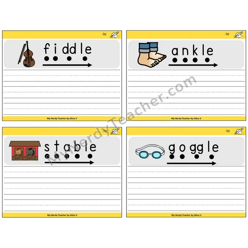 Consonant -le Sentence Writing Task Cards — Decodable Sentences