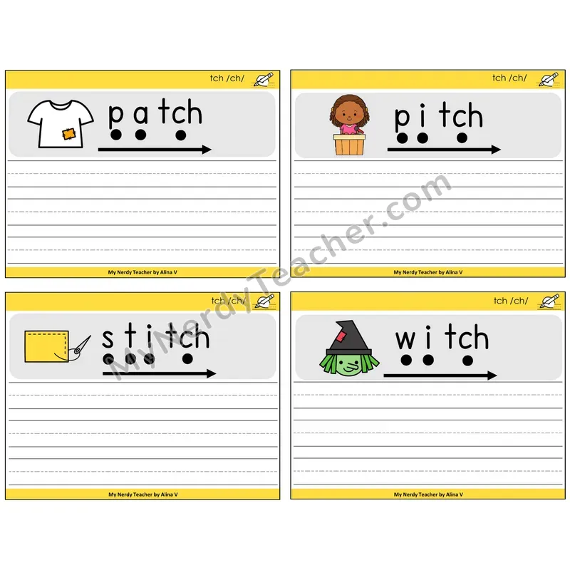 TCH Trigraph Sentence Writing Task Cards — Decodable Sentences