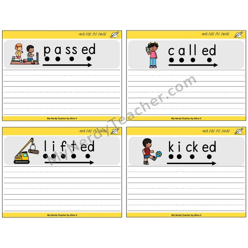 Suffix -ed Sentence Writing Task Cards — Decodable Sentences