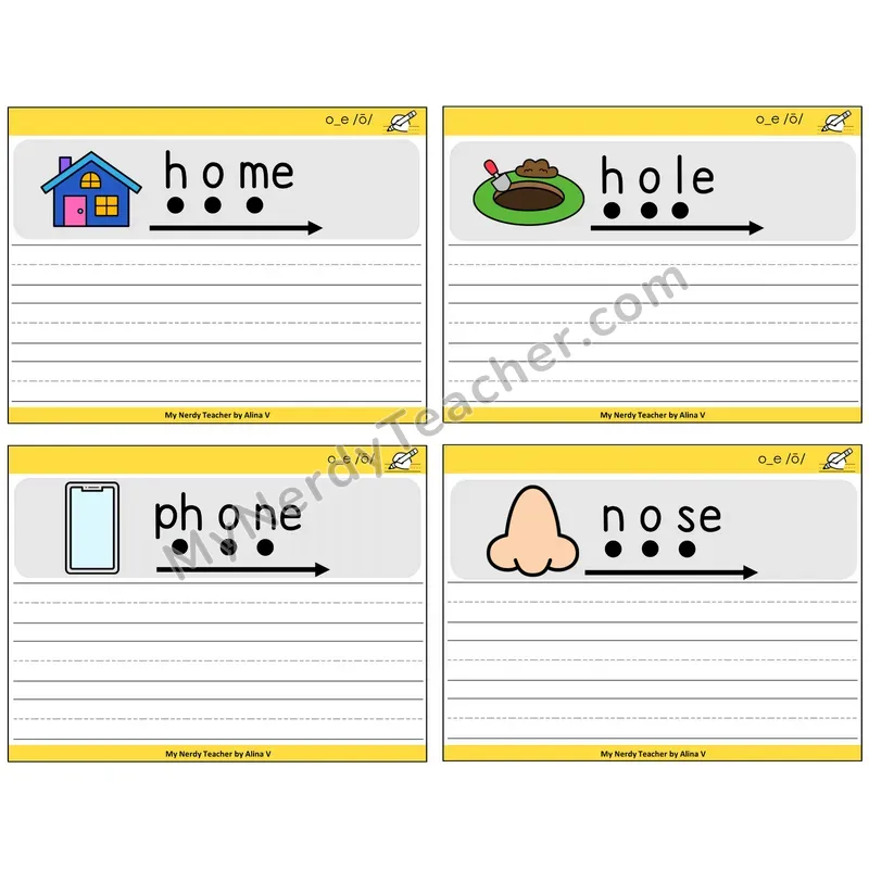 Long O VCe (o_e) Sentence Writing Task Cards — Decodable Sentences