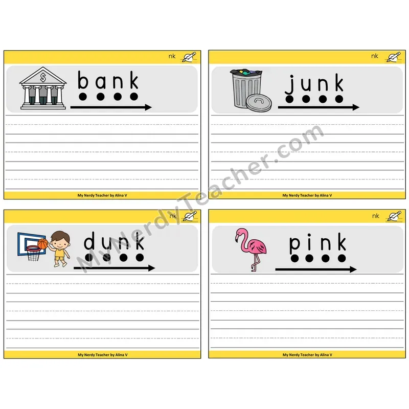 NK Digraph Sentence Writing Task Cards — Decodable Sentences