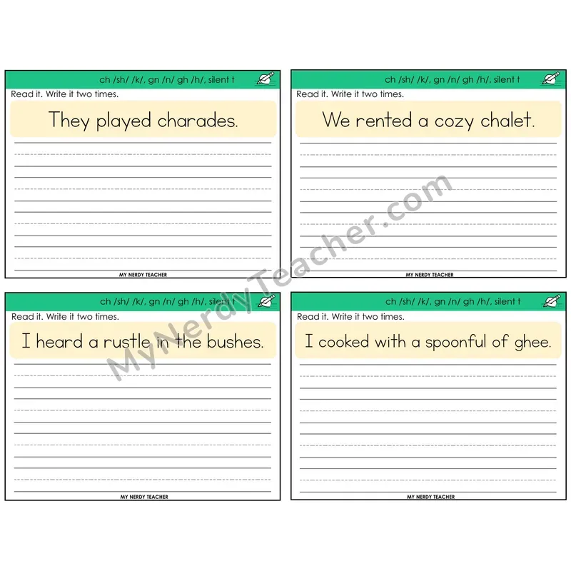 Alternate Consonant Spellings Read It Write It Task Cards — Decodable Sentences