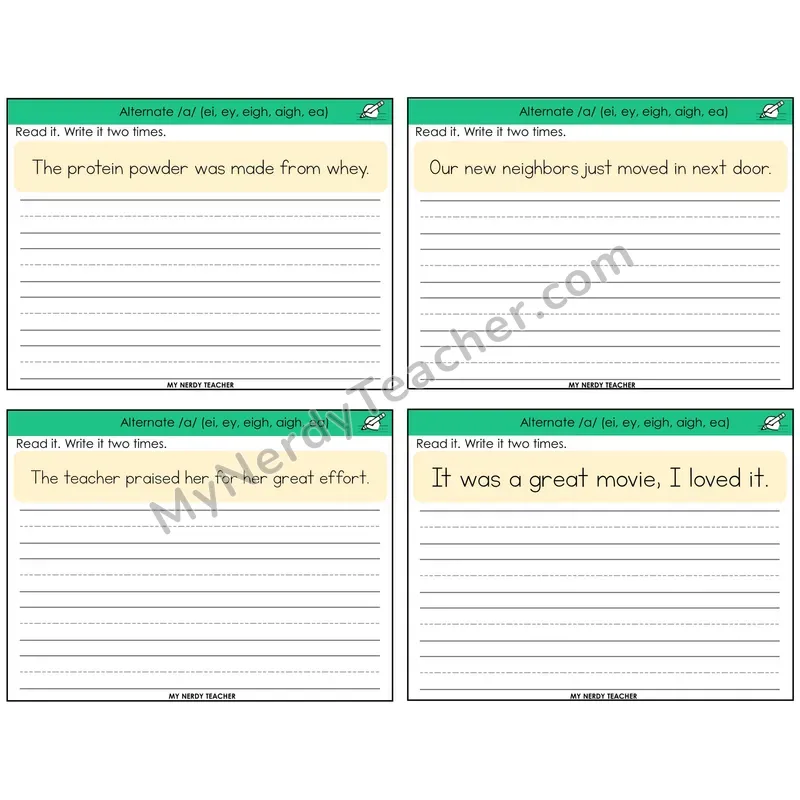 Alternate Long A Spellings Read It Write It Task Cards — Decodable Sentences
