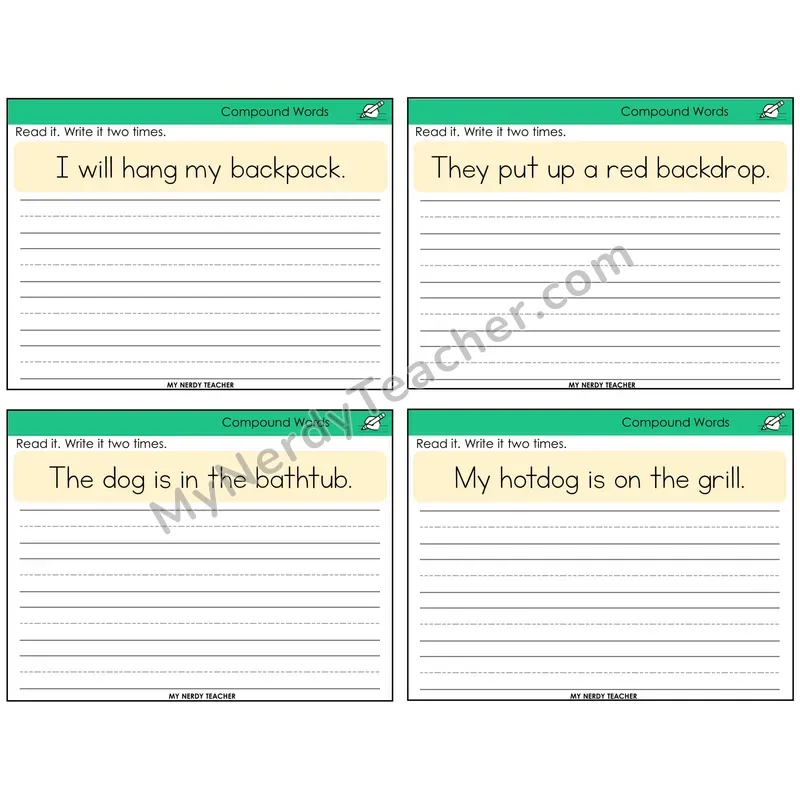 Compound Words Read It Write It Task Cards — Decodable Sentences