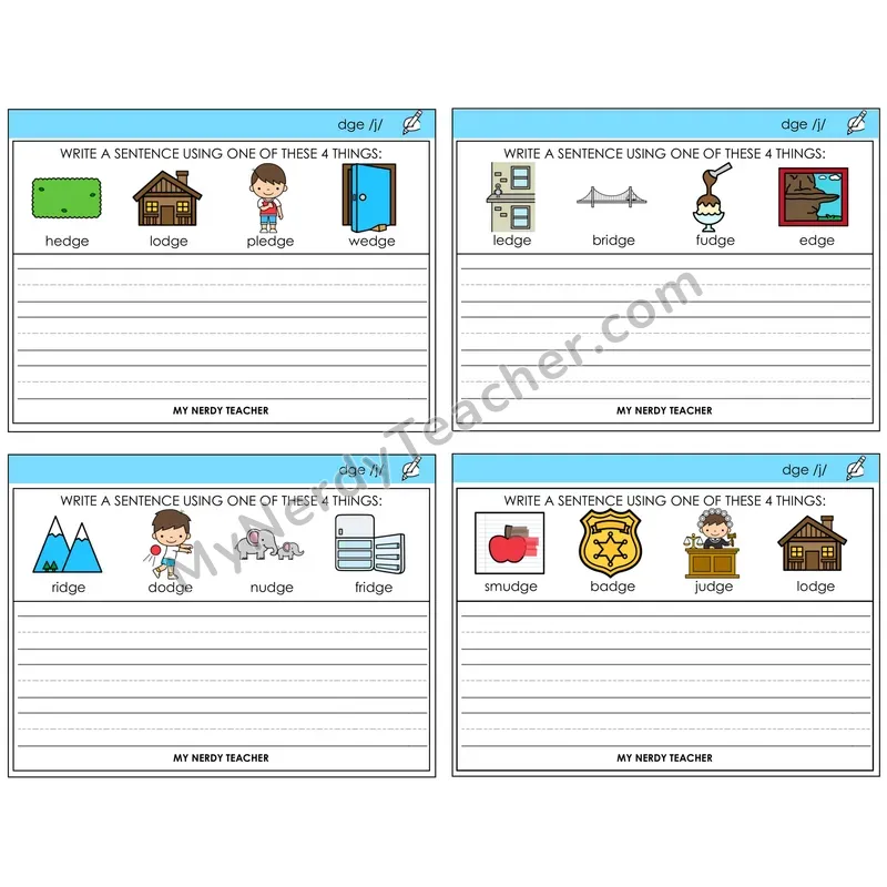 DGE Trigraph Write a Sentence Task Cards — Decodable Sentences