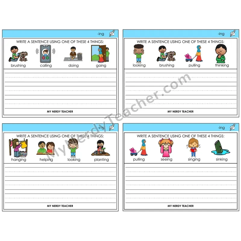 Suffix -ing Write a Sentence Task Cards — Decodable Sentences