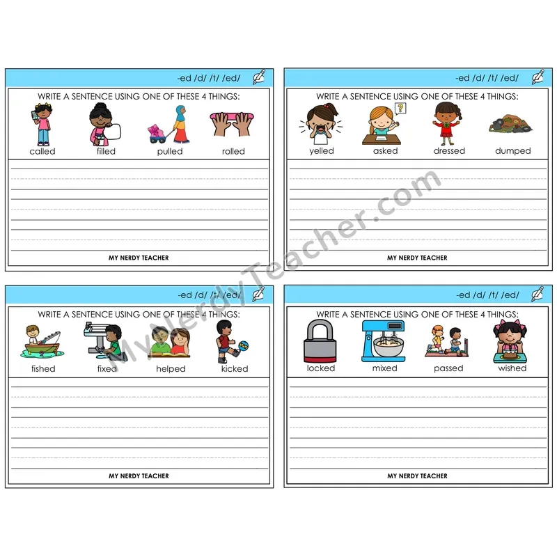 Suffix -ed Write a Sentence Task Cards — Decodable Sentences