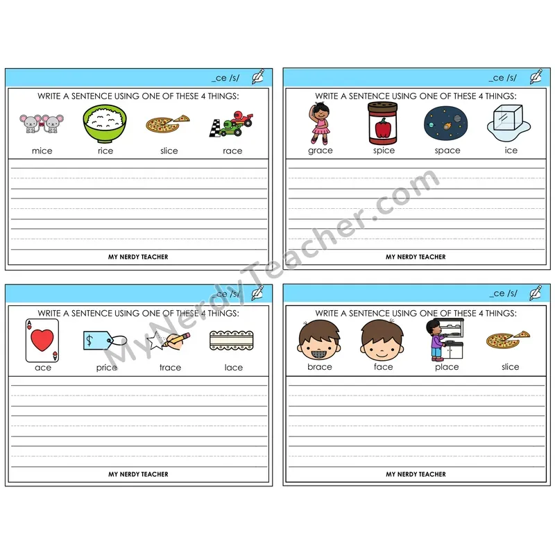 Soft C (_ce) Write a Sentence Task Cards — Decodable Sentences