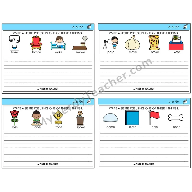 Long O VCe (o_e) Write a Sentence Task Cards — Decodable Sentences