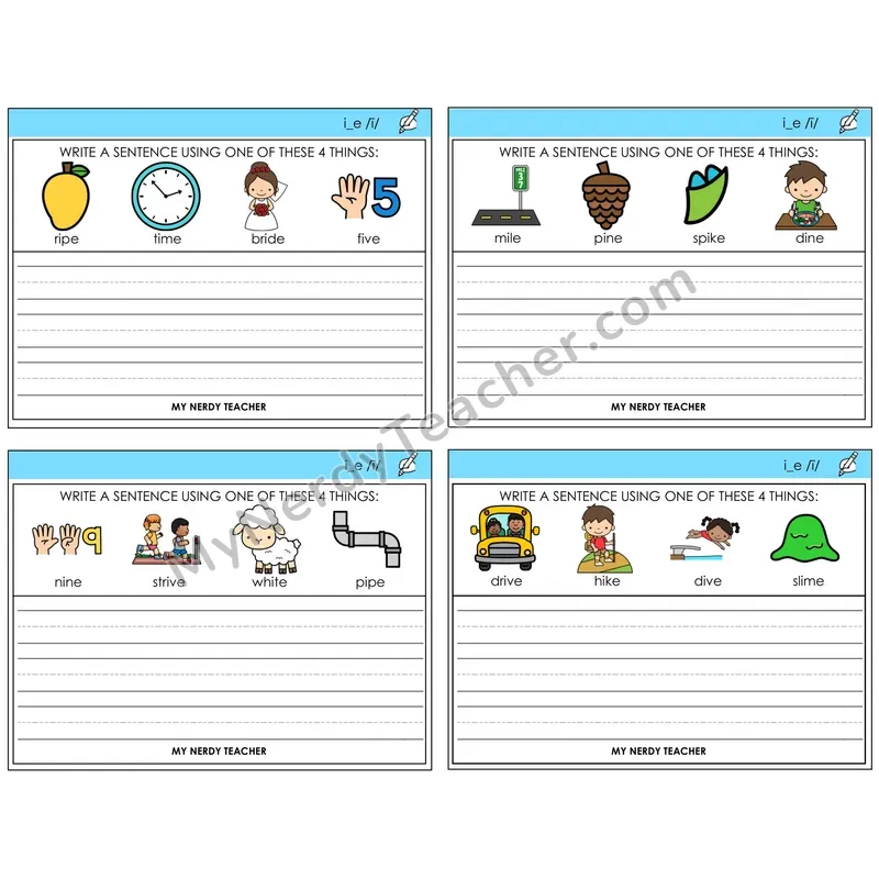 Long I VCe (i_e) Write a Sentence Task Cards — Decodable Sentences