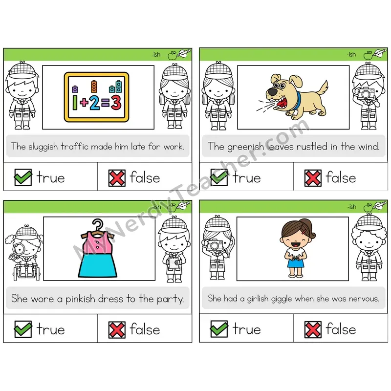 Suffix -ish True or False Task Cards — Decodable Sentences
